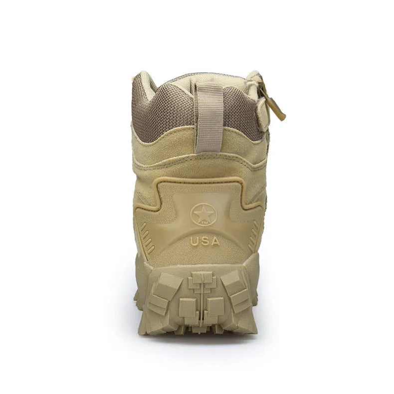 US Army Delta Tactical Boots in black and sand colours with rubber sole for outdoor activities