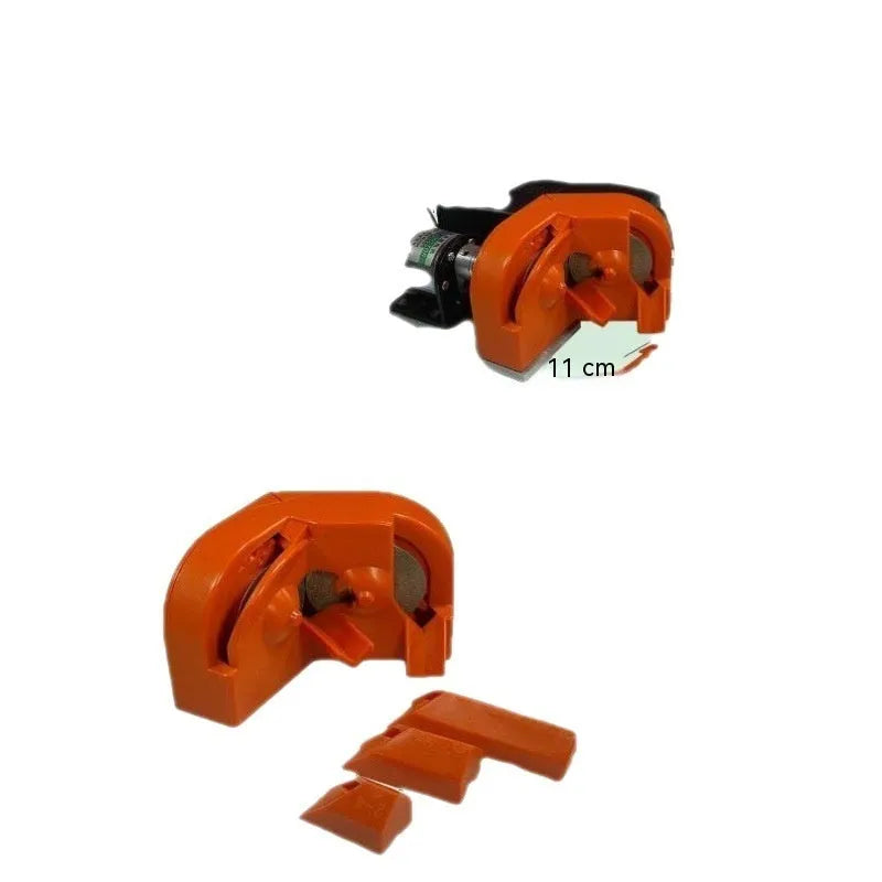 Orange and black portable sander set with grinding wheels for universal grinding applications