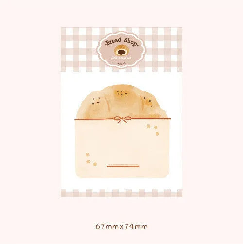 Food Bread Handbook adhesive notepad with 30 sheets in four food-themed colour designs.