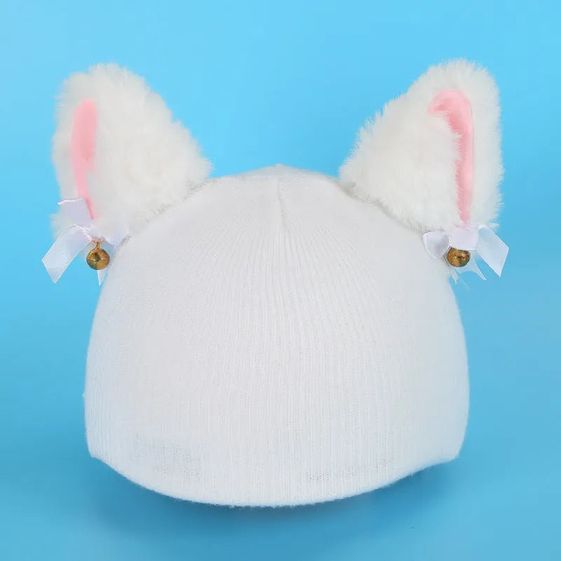 A soft plush cartoon character helmet cover for ears, shown in M size.