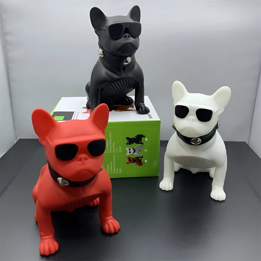 Mini bulldog Bluetooth speaker in black colour showing full body design with wireless connectivity