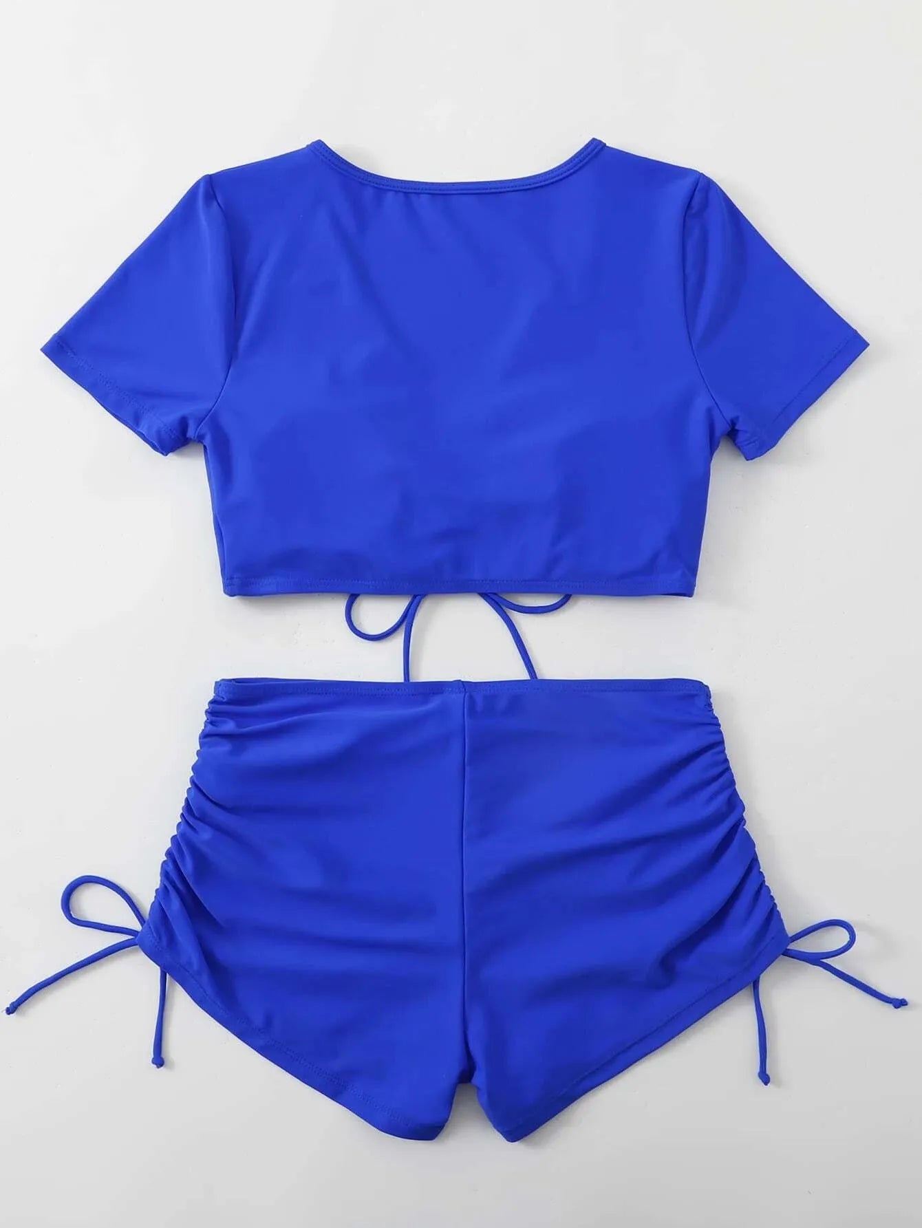 Lady's two-piece lace-up swimsuit with a bow in various colours