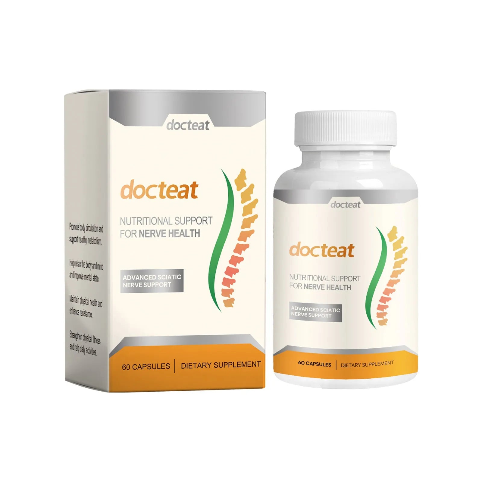 DOCTEAT Body Care Glue Wrap bottle containing 60 capsules for adhesive therapy applications