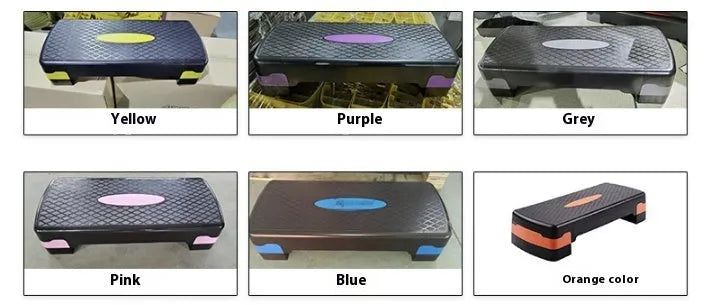 Grey Fit Step aerobic platform on a wooden floor, showing its non-slip textured surface.