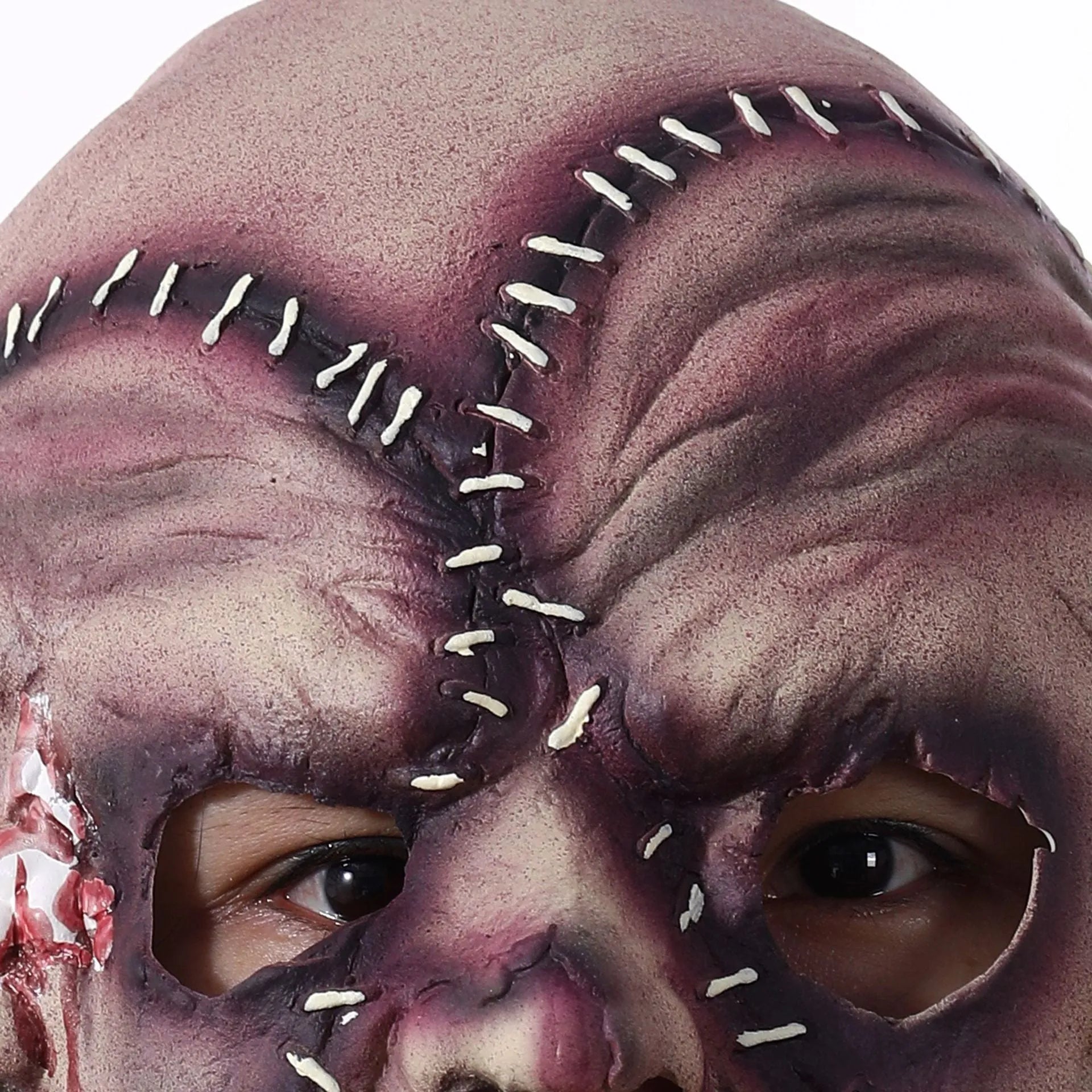 Three-sided Grimace horror mask in latex plastic for Halloween cosplay and parties