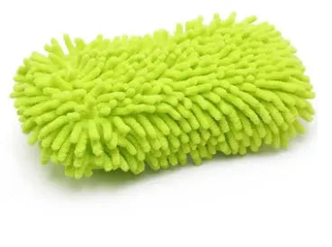 Silver green microfiber chenille car wash sponge for cleaning vehicle interiors and exteriors