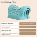 Blue-green cervical massage pillow with EMS pulse and hot compress functions