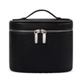 Removable elastic band cosmetic bag in retro tone PU, black colour, for travel and home storage