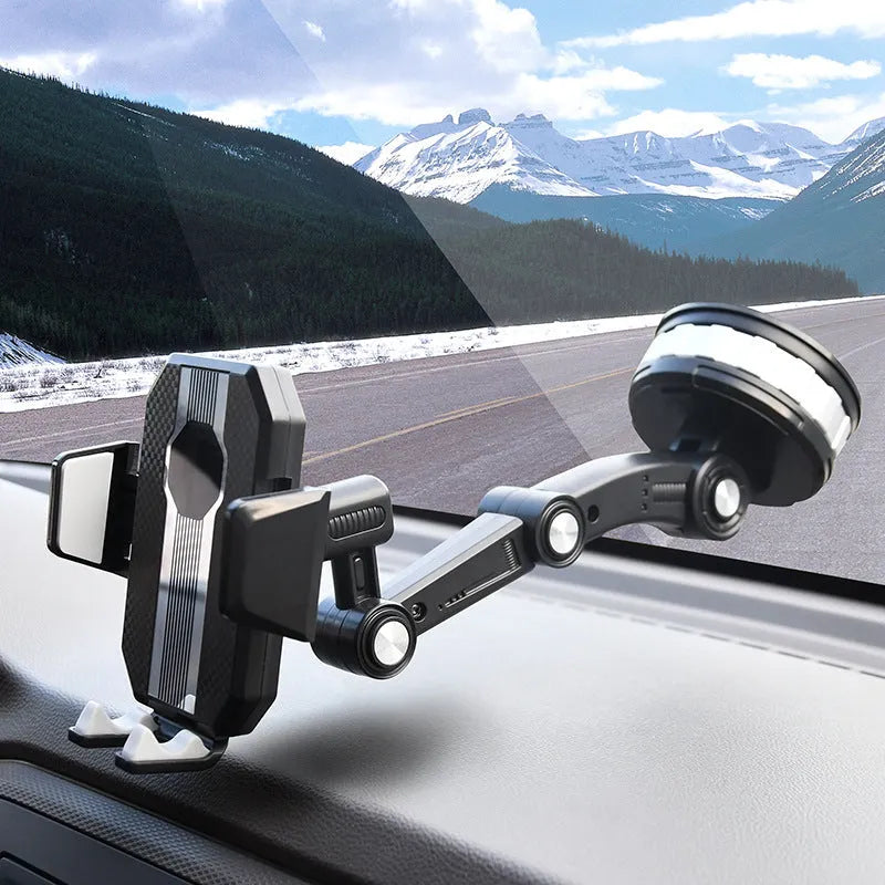 Grey suction cup rotary car phone holder with non-slip silicone pad for General Motors, 30x11.5cm