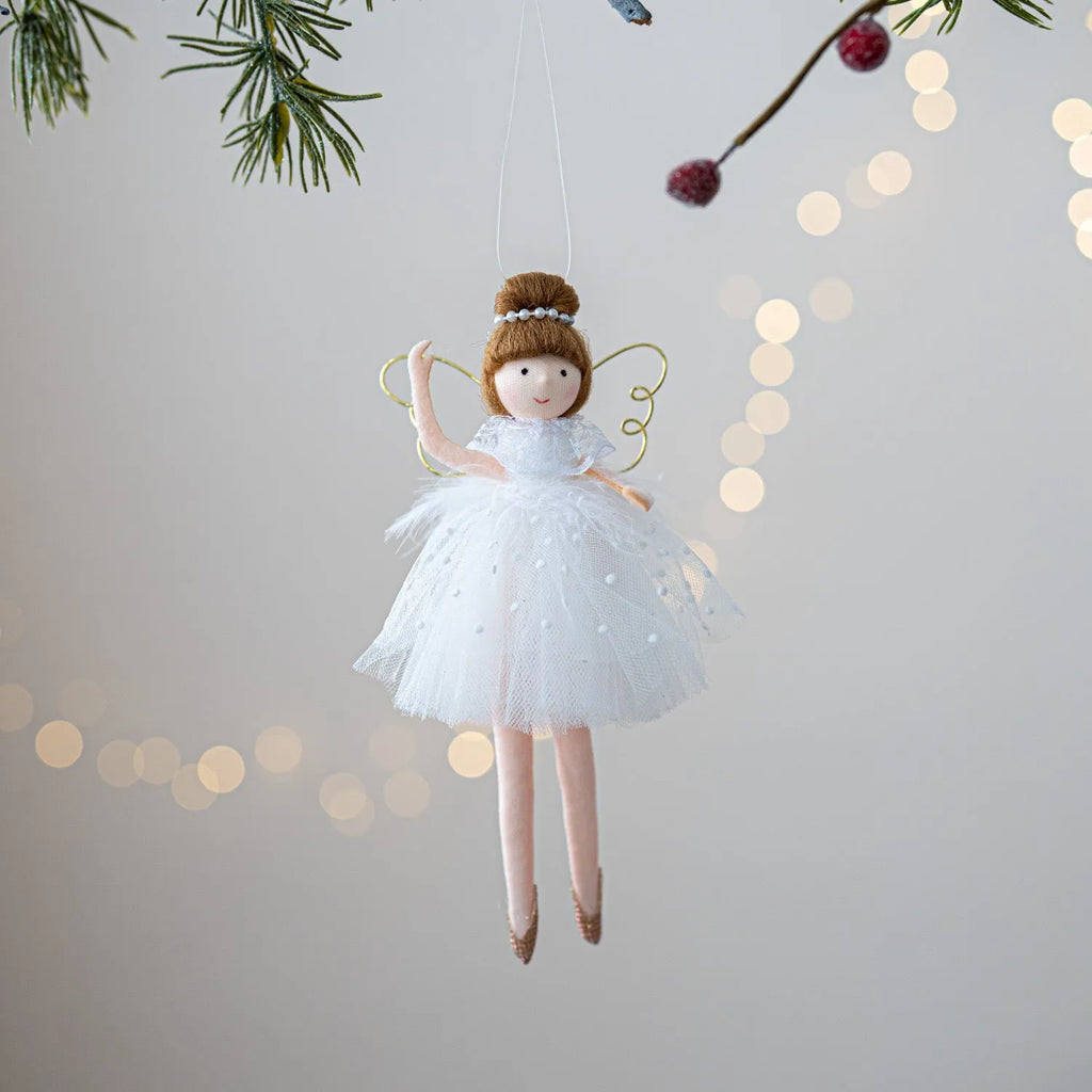 Pink and white angel ballet girl plush doll pendant with hanging loop