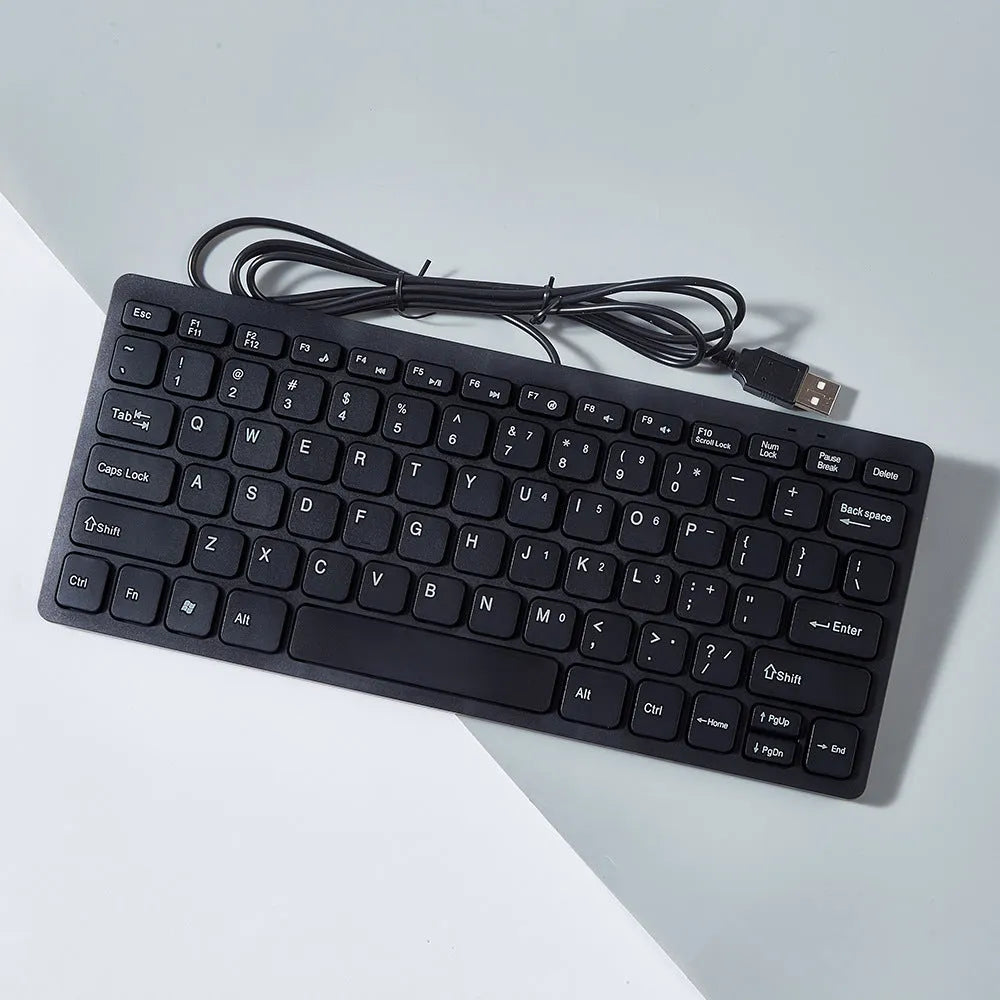 USB wired mini computer keyboard in black, white, pink, or blue colours with noiseless keys
