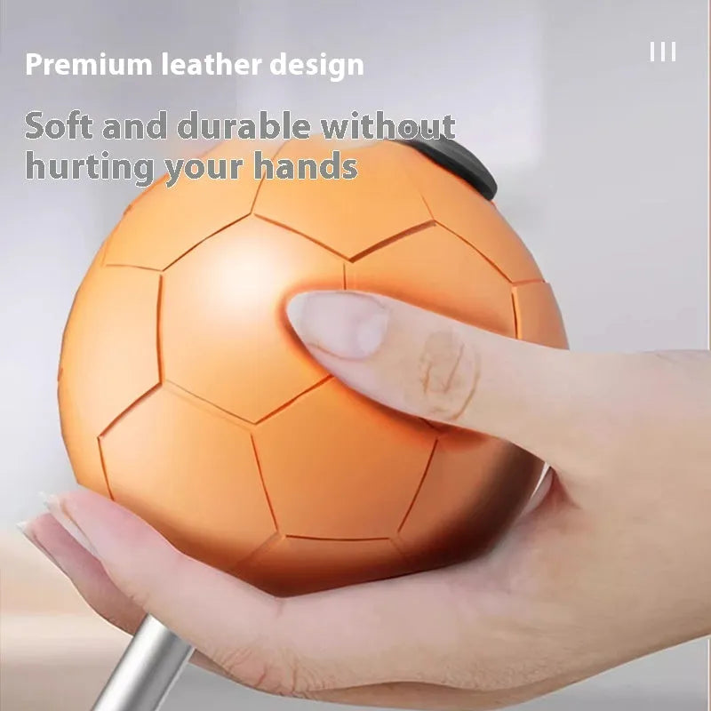 Vertical boxing reaction speed ball with orange focus mitts on a gray base, showing roly-poly design.