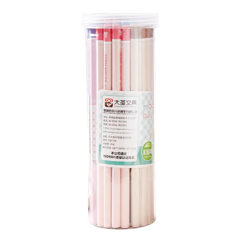 Basswood high-end thermal transfer pencil with six-angle rod design, barrel of 50 pencils.