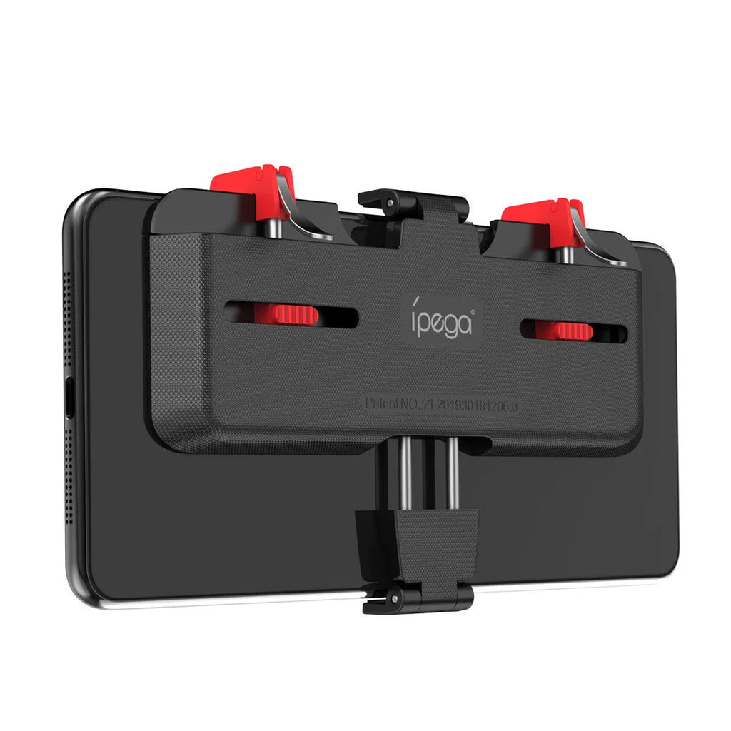 PG-9137 black mobile phone gaming trigger bracket with hidden metal trigger and adjustable telescopic clip