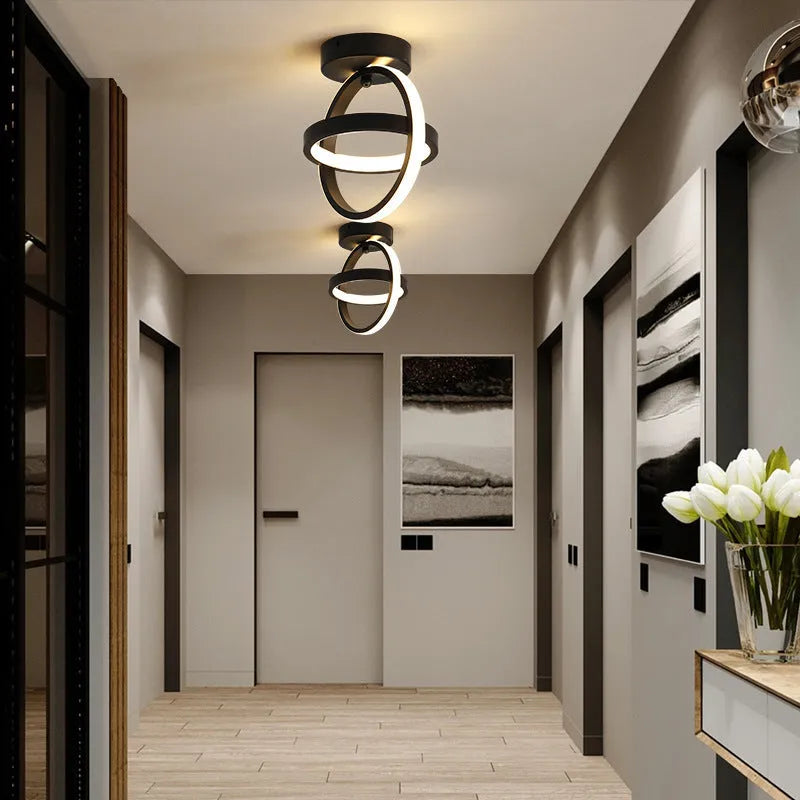 Round 21W LED ceiling light in black or white, 21cm diameter and 25cm height, iron aluminium acrylic, matte finish