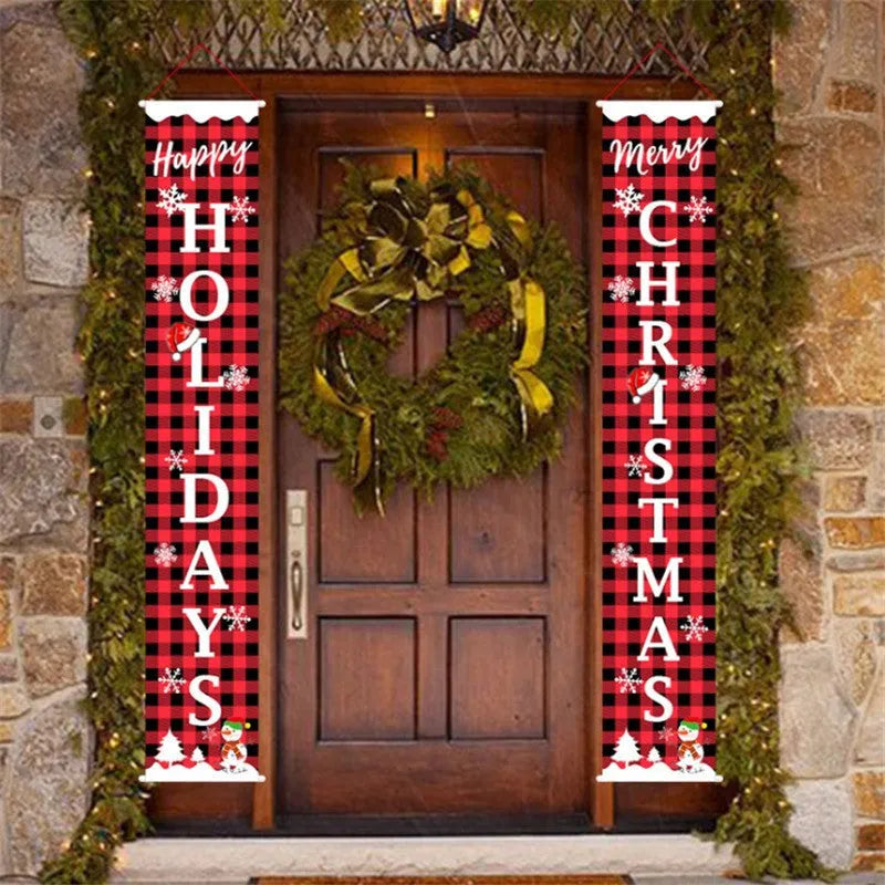 Christmas cloth poster featuring Santa Claus design, measuring 115x40cm, for window decoration