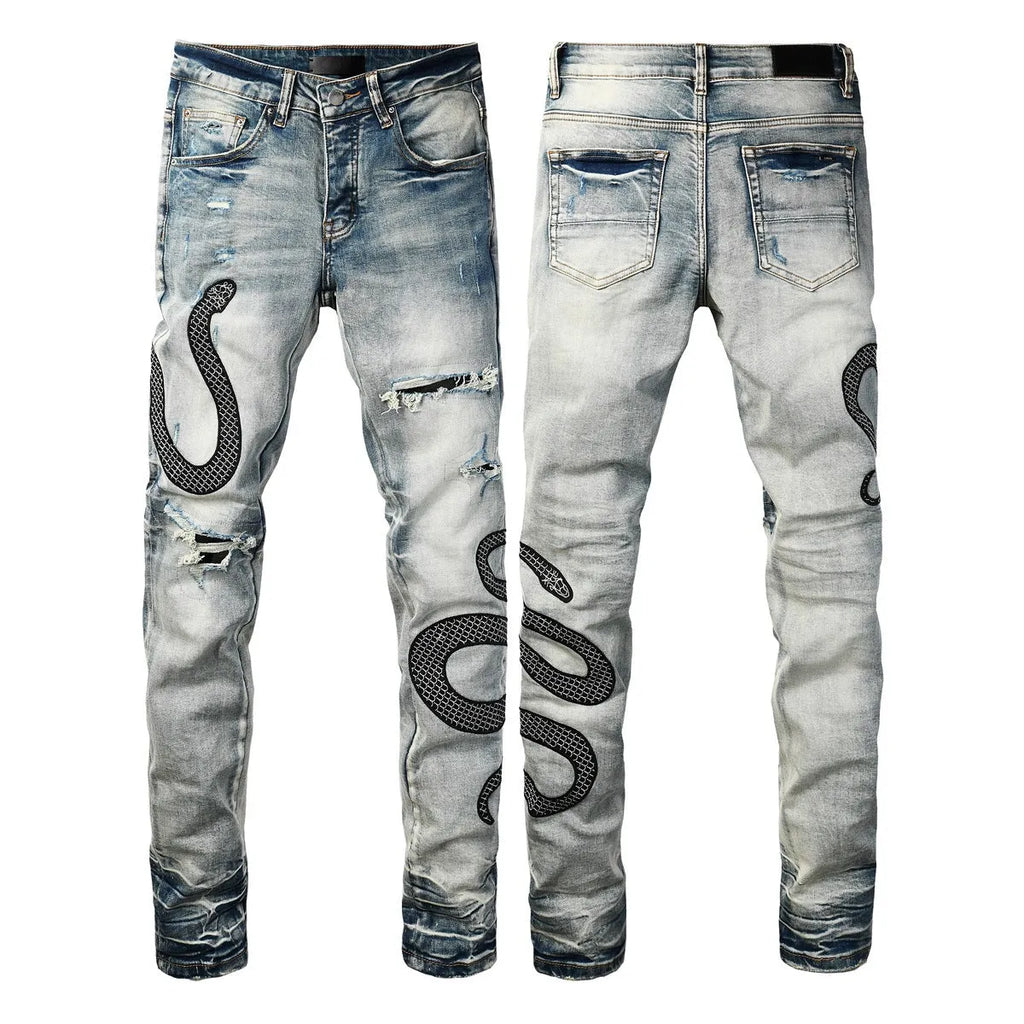 Wash distressed skinny jeans in 8934Blue colour with button fly closure and mid waist design