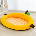 Pet cooling mat nest with fruit-shaped backrest in green colour