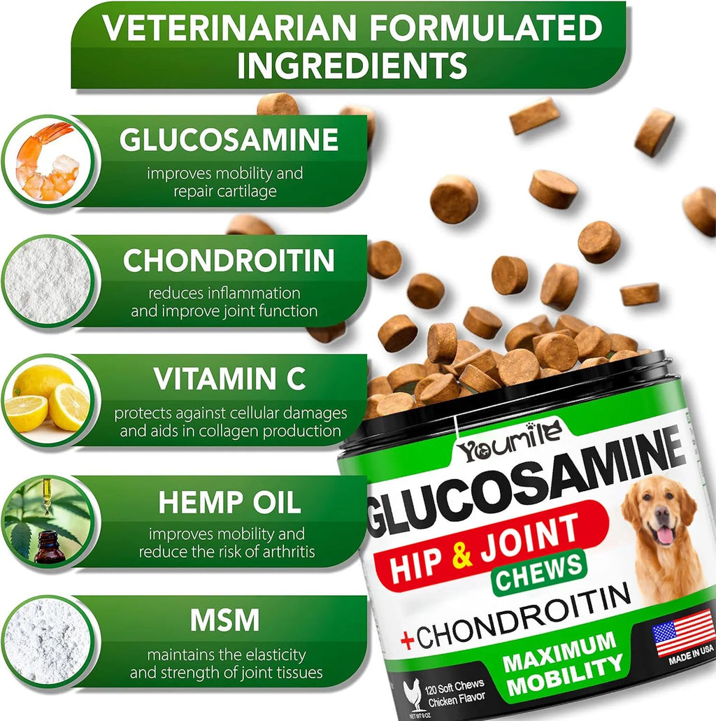 Pet hip and joint supplement chondroitin chewable tablets 300g for dogs and cats