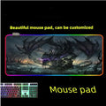 RGB light-emitting mouse pad with cloth surface and rubber base, 300x600x4mm size