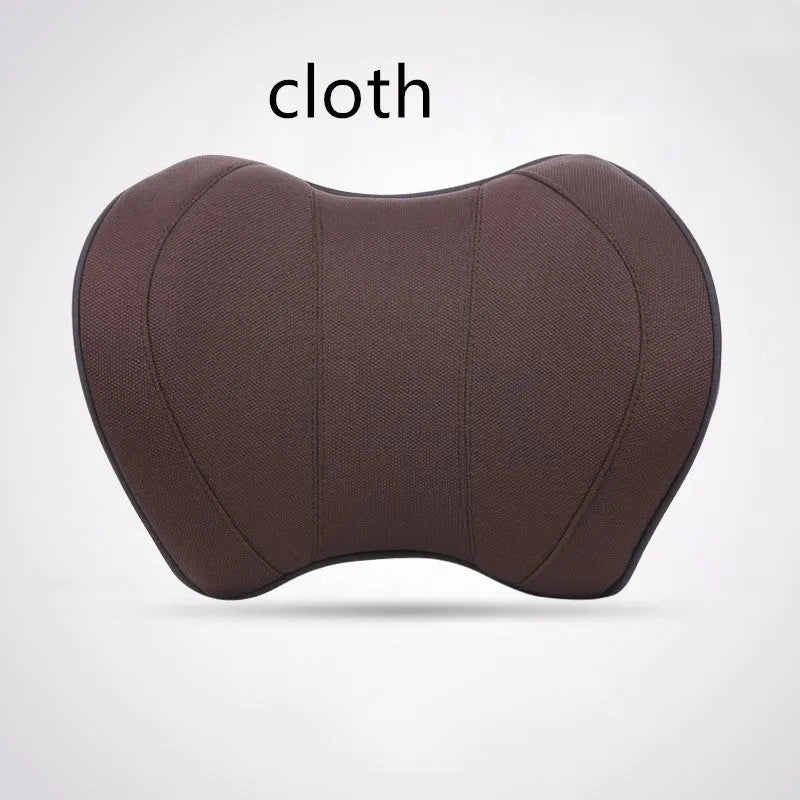 Car headrest with space memory cotton filling in black leather finish