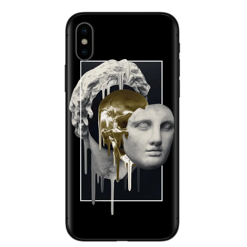 Oil painting Adam's creation TPU phone case in colour option 1 with floral and letter painted design for iPhone