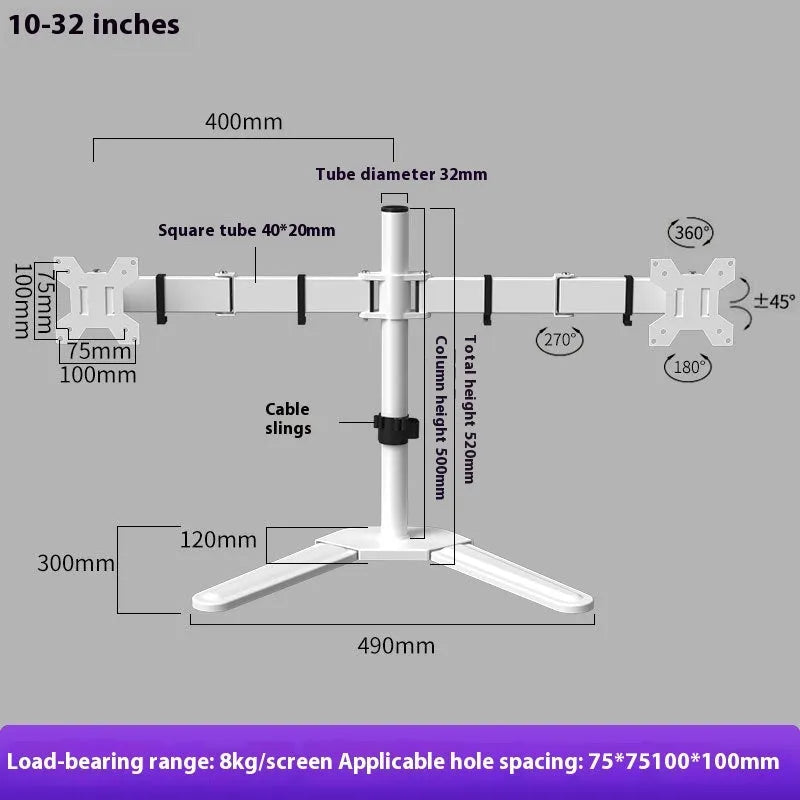 Dual-screen cold rolled steel monitor riser base bracket with lifting type mechanism in black