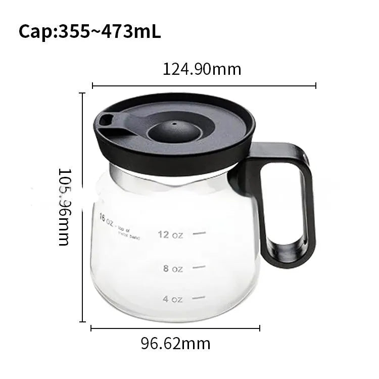Transparent borosilicate glass coffee maker with black silicone cover