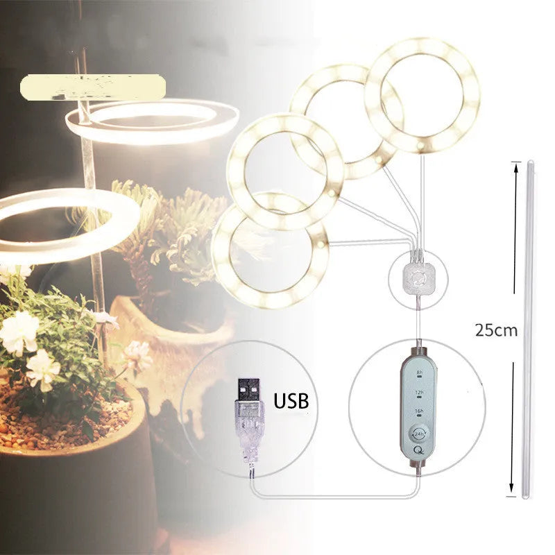 USB LED plant grow light with transparent PC and aluminium housing on a 25cm acrylic stick.