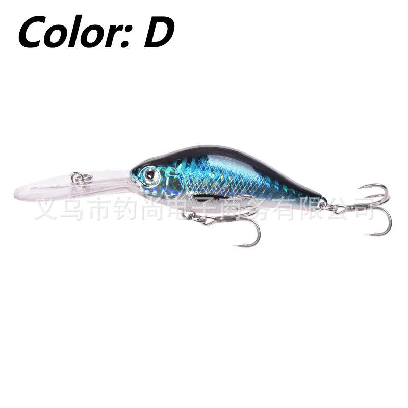Deep diving long tongue mino fishing lure measuring 10.5cm with extended bill design