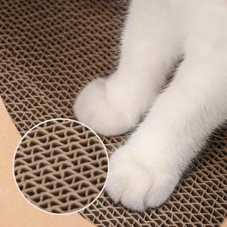 Brown washable kraft paper cat scratching board integrated with enclosed cat nest measuring 40x30x53 cm