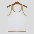 Men's black polyester mesh fitness vest with straight hem for sports activities