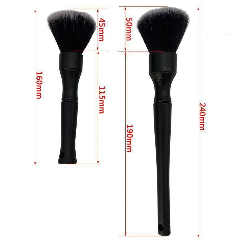 Black car detailing brush with pig hair bristles and PP handle in 240mm and 160mm sizes