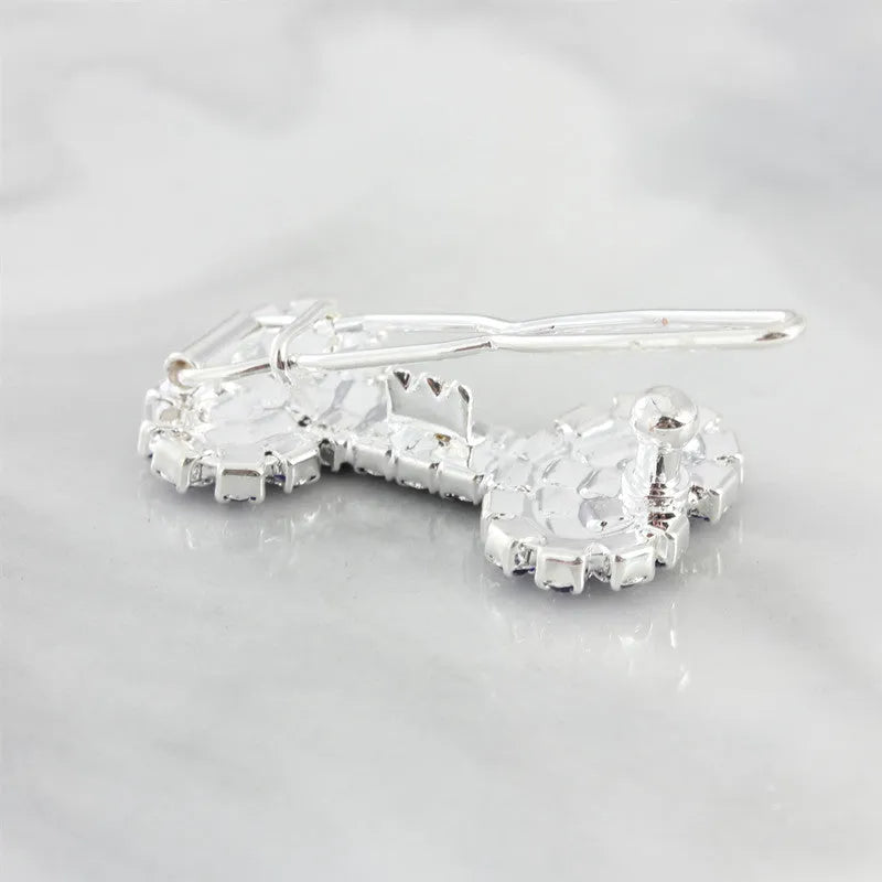 Small dog bone diamond ornament barrette in white, casual hair clip for pet lovers