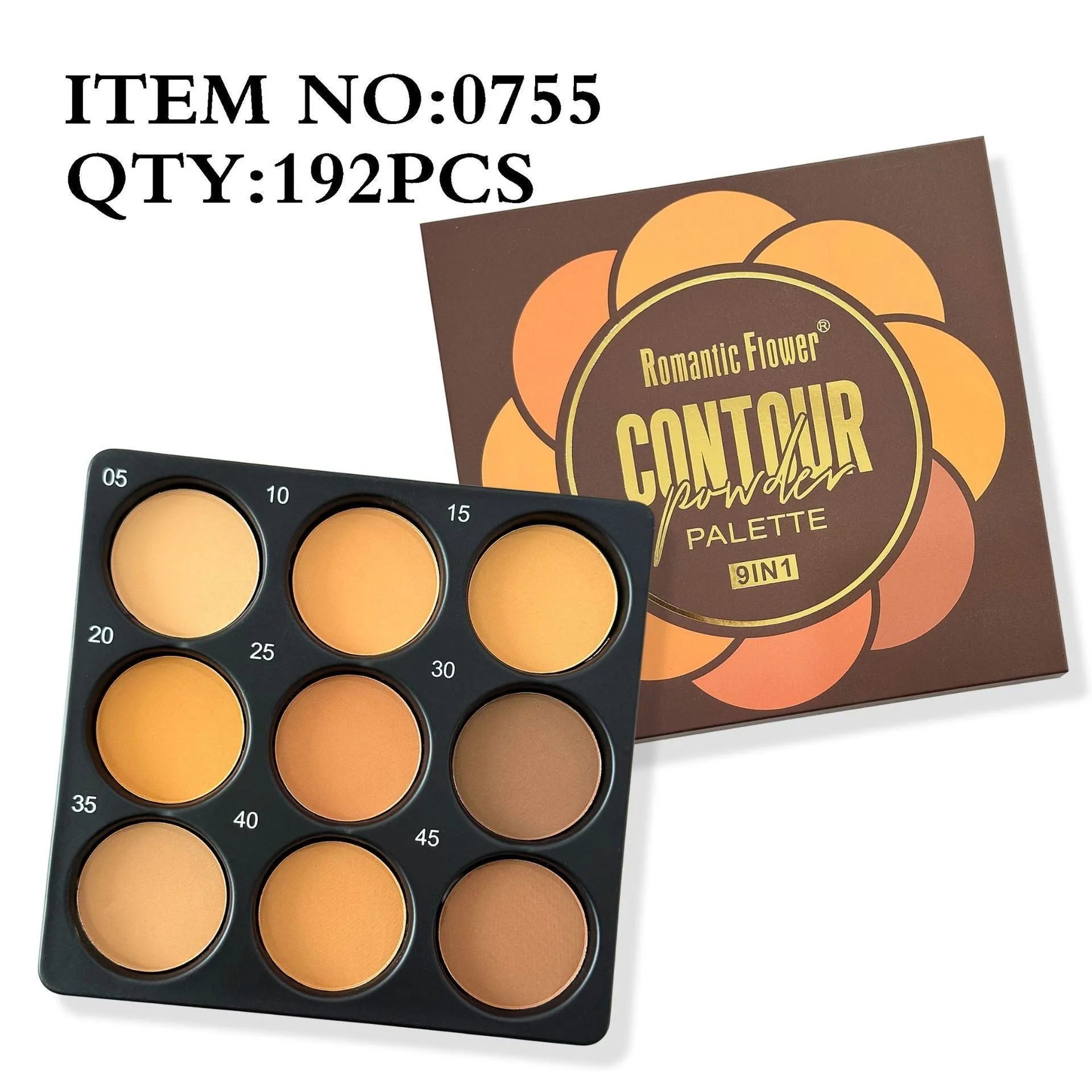Dark matte makeup palette with 9 waterproof colours in repair disk format