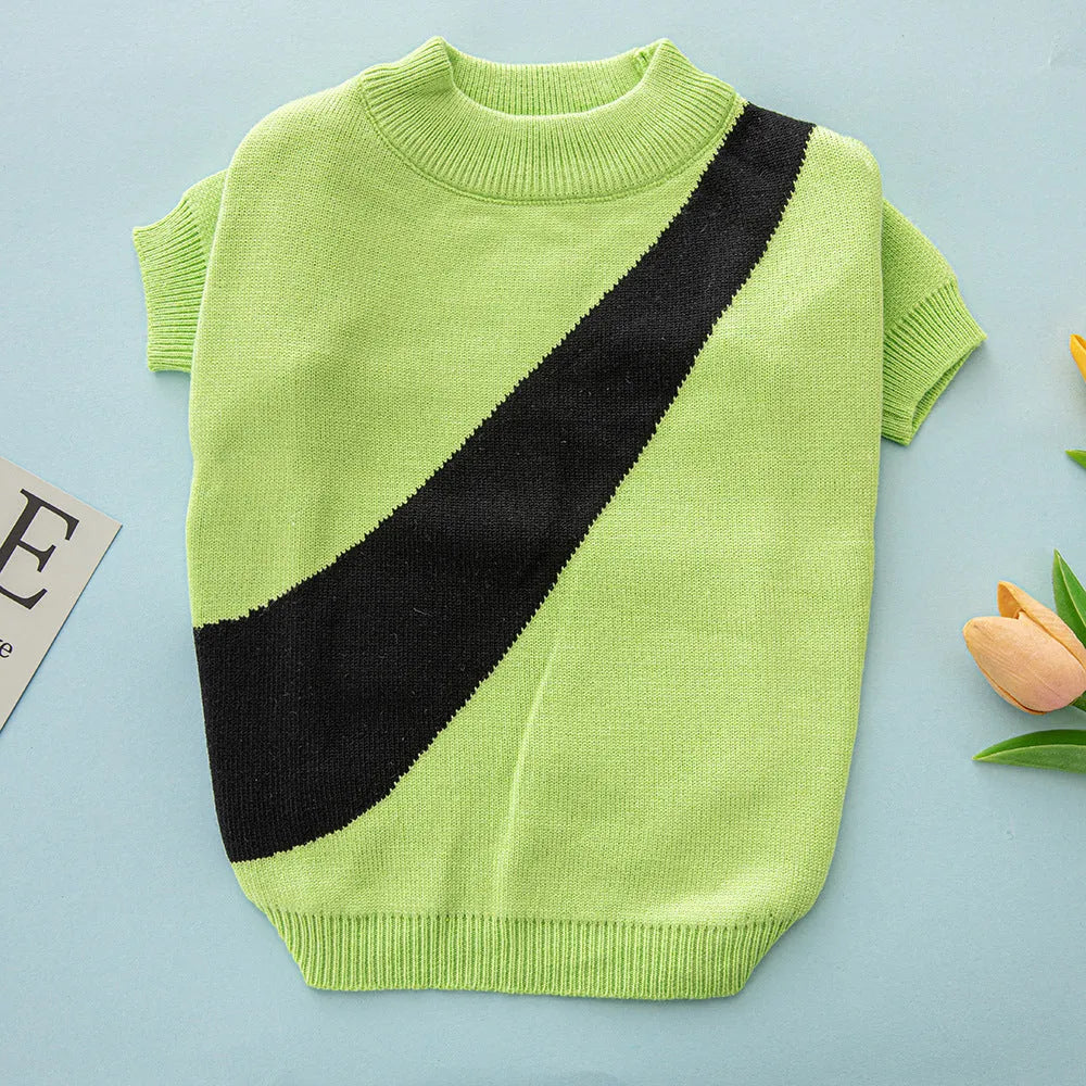 Wool knit casual dog jumper in a choice of six colours on a mannequin, showing sizes from XS to XXL.