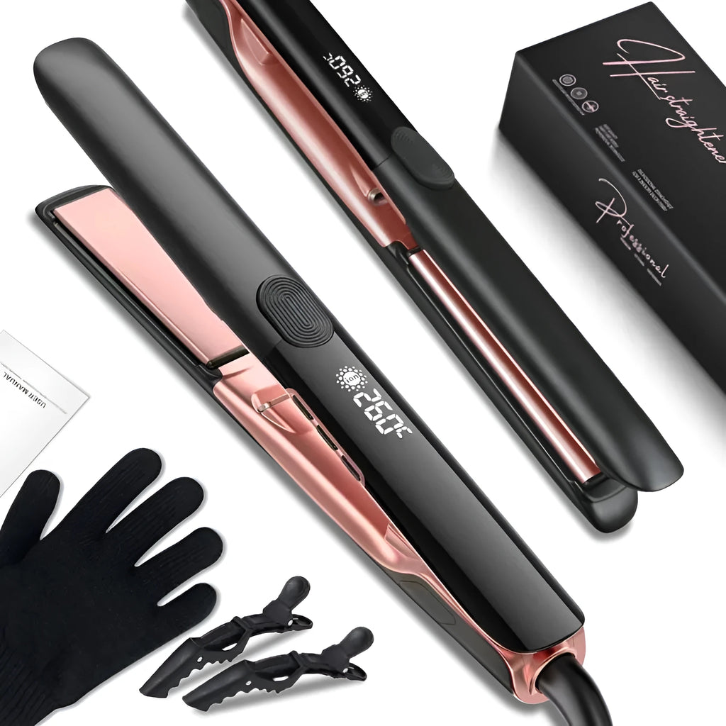 Hair straightener with temperature display and anion technology for styling