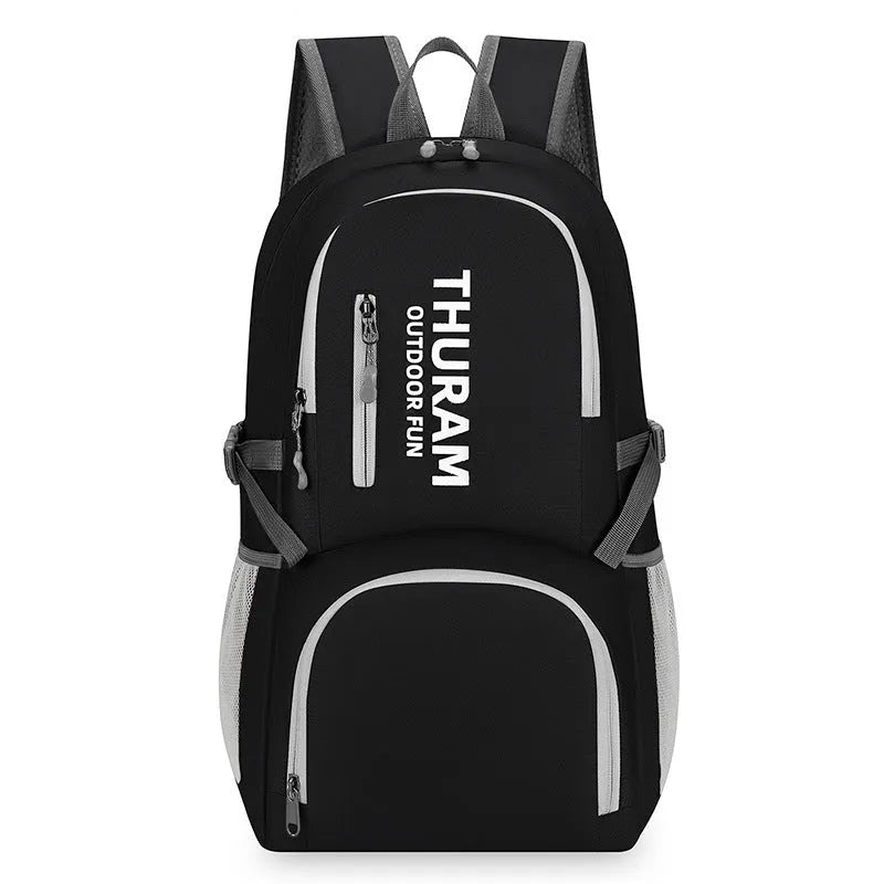 Portable folding shoulder bag 20-35L in dark blue for outdoor hiking