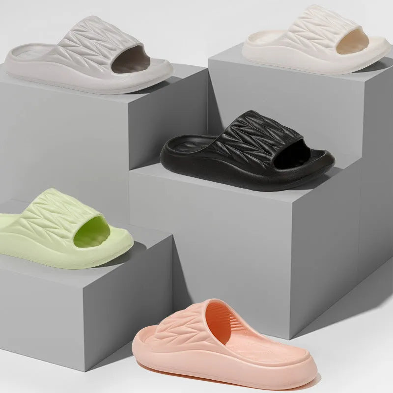 EVA household slippers with leaf texture pattern in multiple colour options