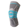 Sky blue silicone knee pad for running and basketball, made from elastic fibre.