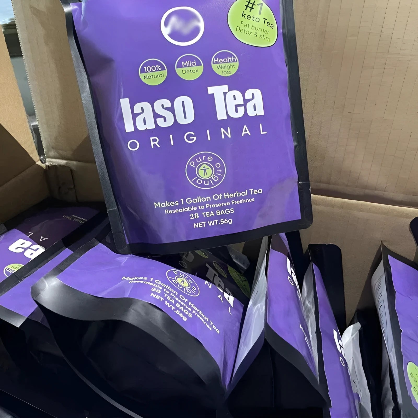 Single sachet of sugar-free instant slimming tea with cold soaking technology for weight management support