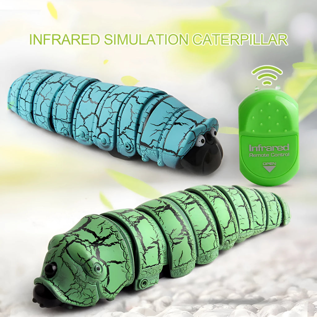 Infrared remote control caterpillar toy with realistic crawling action and built-in lights, in blue