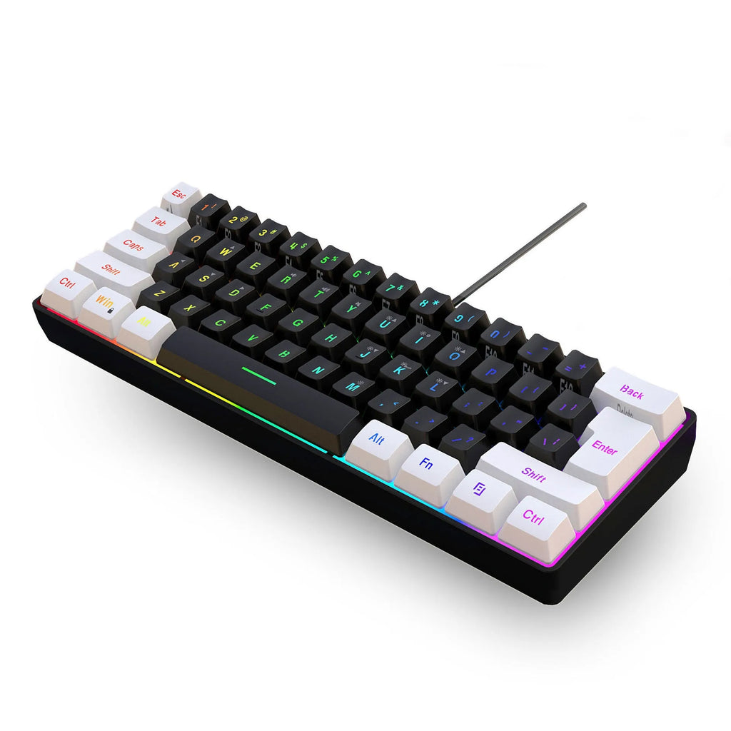 Simple wired 61-key USB membrane keyboard in multiple colour options including white and black