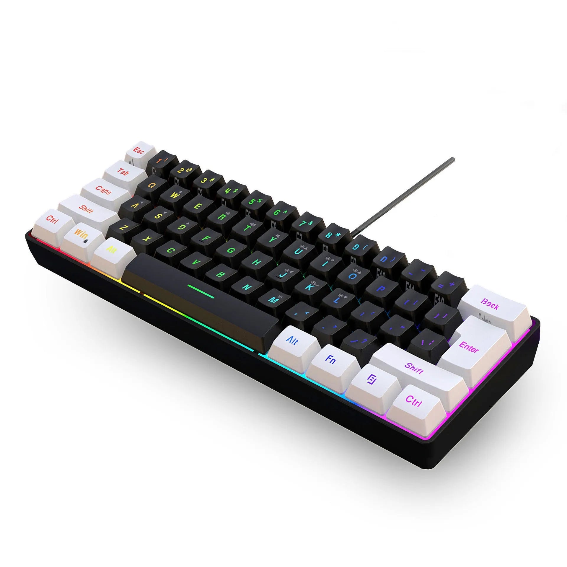 Simple wired 61-key USB membrane keyboard in multiple colour options including white and black