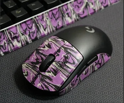 Second generation GPX mouse anti-skid stickers in black grey applied to mouse buttons