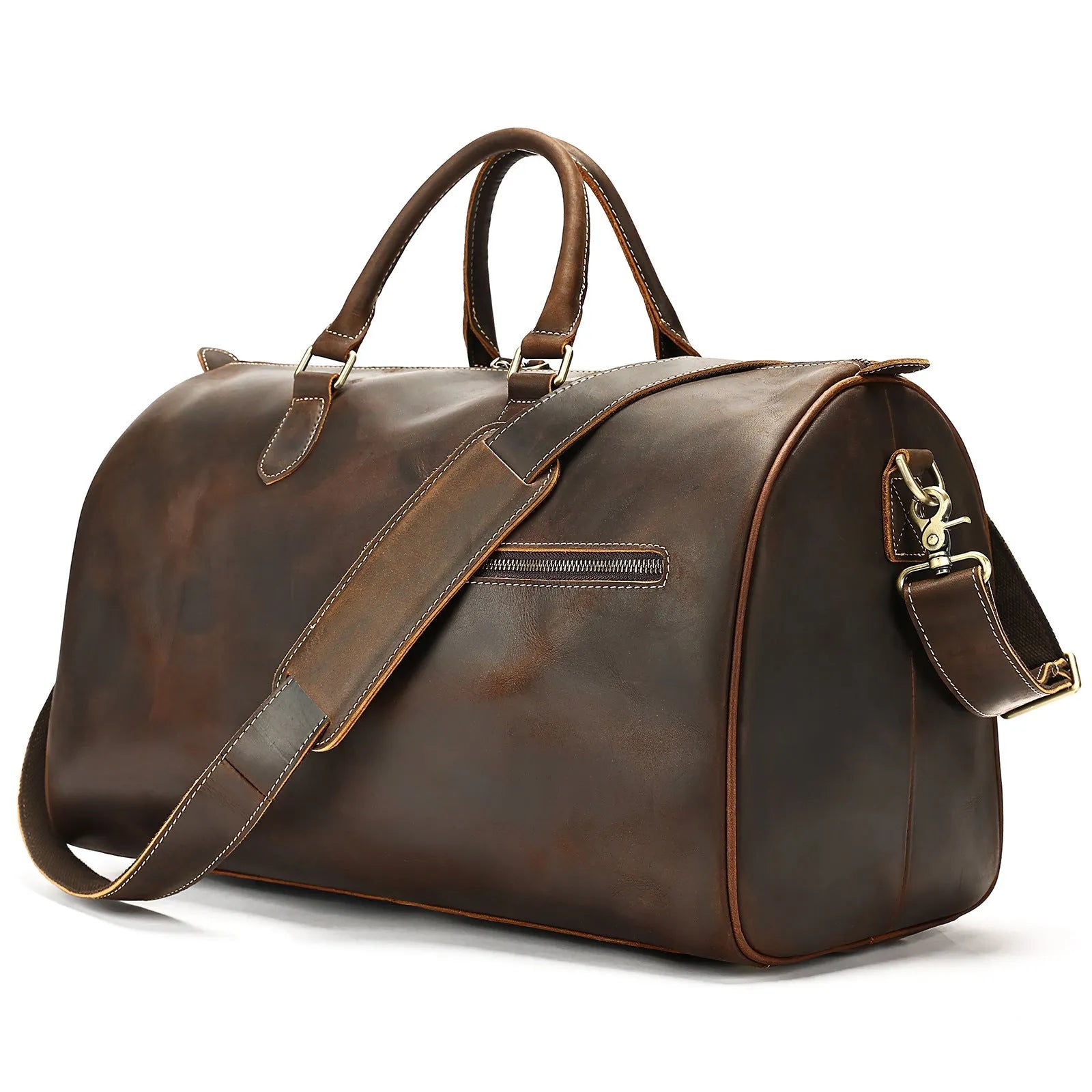 Genuine leather men's crossbody bag with vintage design and large 48.3cm width dimensions