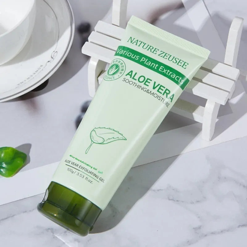 Aloe vera exfoliating gel scrub in picture colour tube 100g