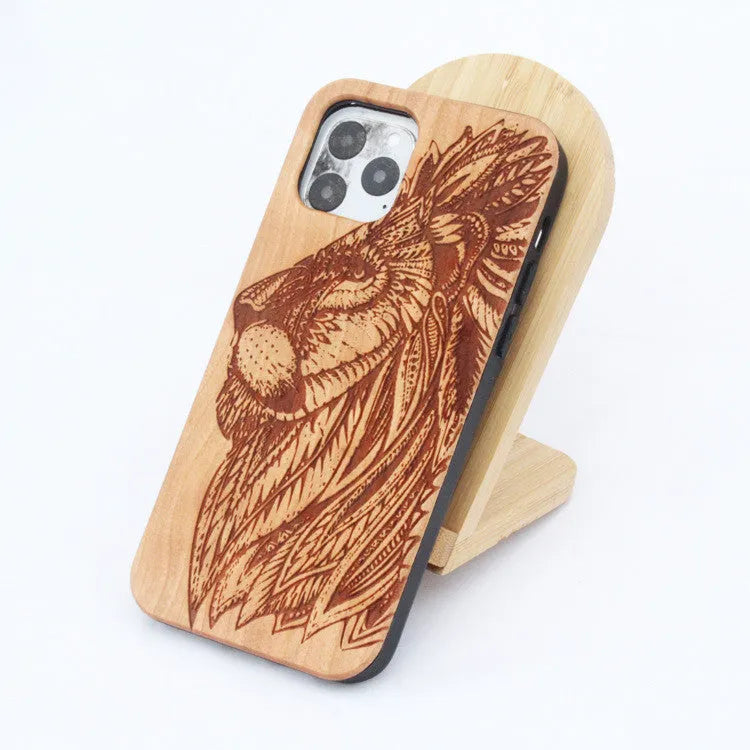 Wooden phone case with TPU and solid wood in elephant design for Apple and Samsung phones