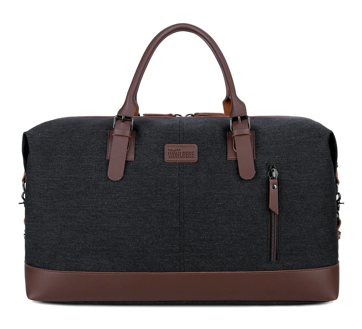 Canvas travel bag 56-75L large men's gym holdall 53x35x25cm with zip pockets and single strap in light grey, blue, black, brown or army green.