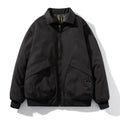 Men's loose fit bomber jacket with raglan sleeves, available in black, army green or light green, winter thickened or thin.